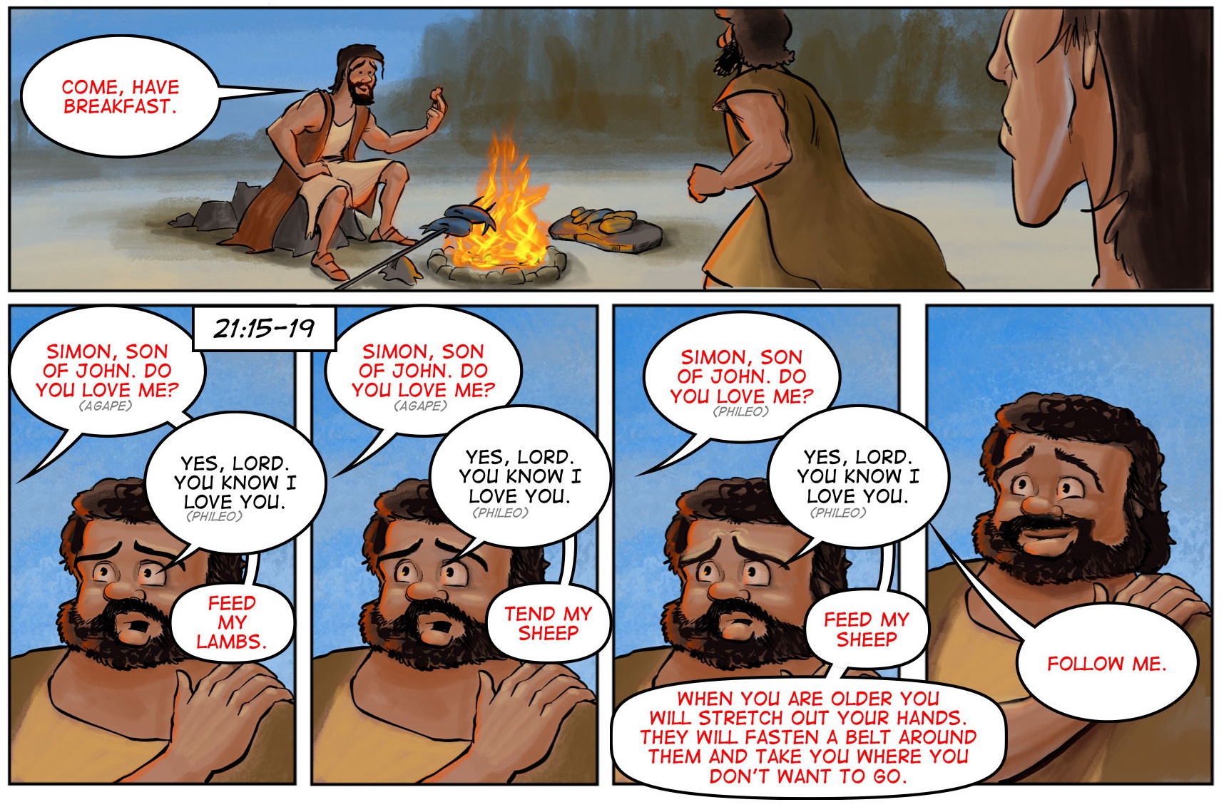 Jesus restores Peter in John 21